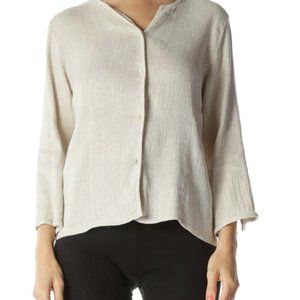 Eileen Fisher Cream Beige Button Up Blouse